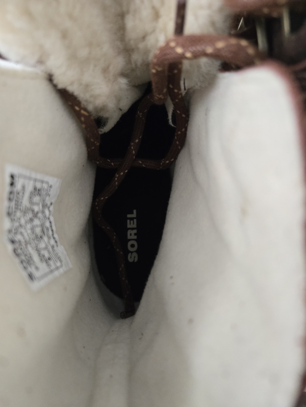 Sorel Women's Phoenix Short Lace Up Cozy Sherpa Leather Brown Boots Size 8 - Picture 6 of 7